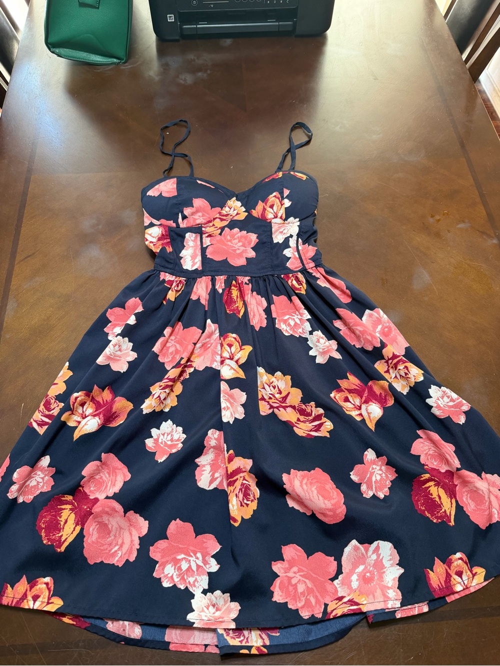Band of Gypsies Navy Floral Sundress with Pink & Coral Blooms